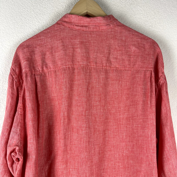 Tommy Bahama Linen Shirt Mens XL Pink Red Relaxed Button Up Hawaiian Tropical - Picture 8 of 13